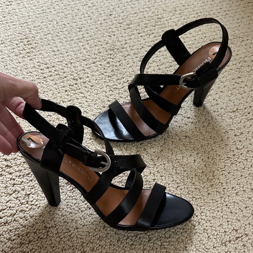 Franco Sarto Black Strappy Heels